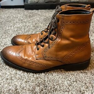 Men’s Size 13 Boots Johnston & Murphy 1850 Cognac Leather Wingtip Ankle Chukka